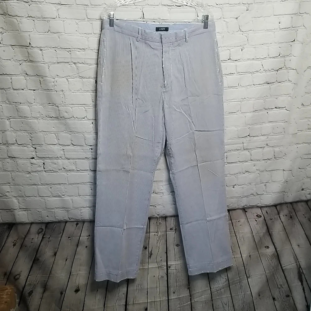 J. Crew Men's blue-white pinstripe pants size 33 X 32 EUC